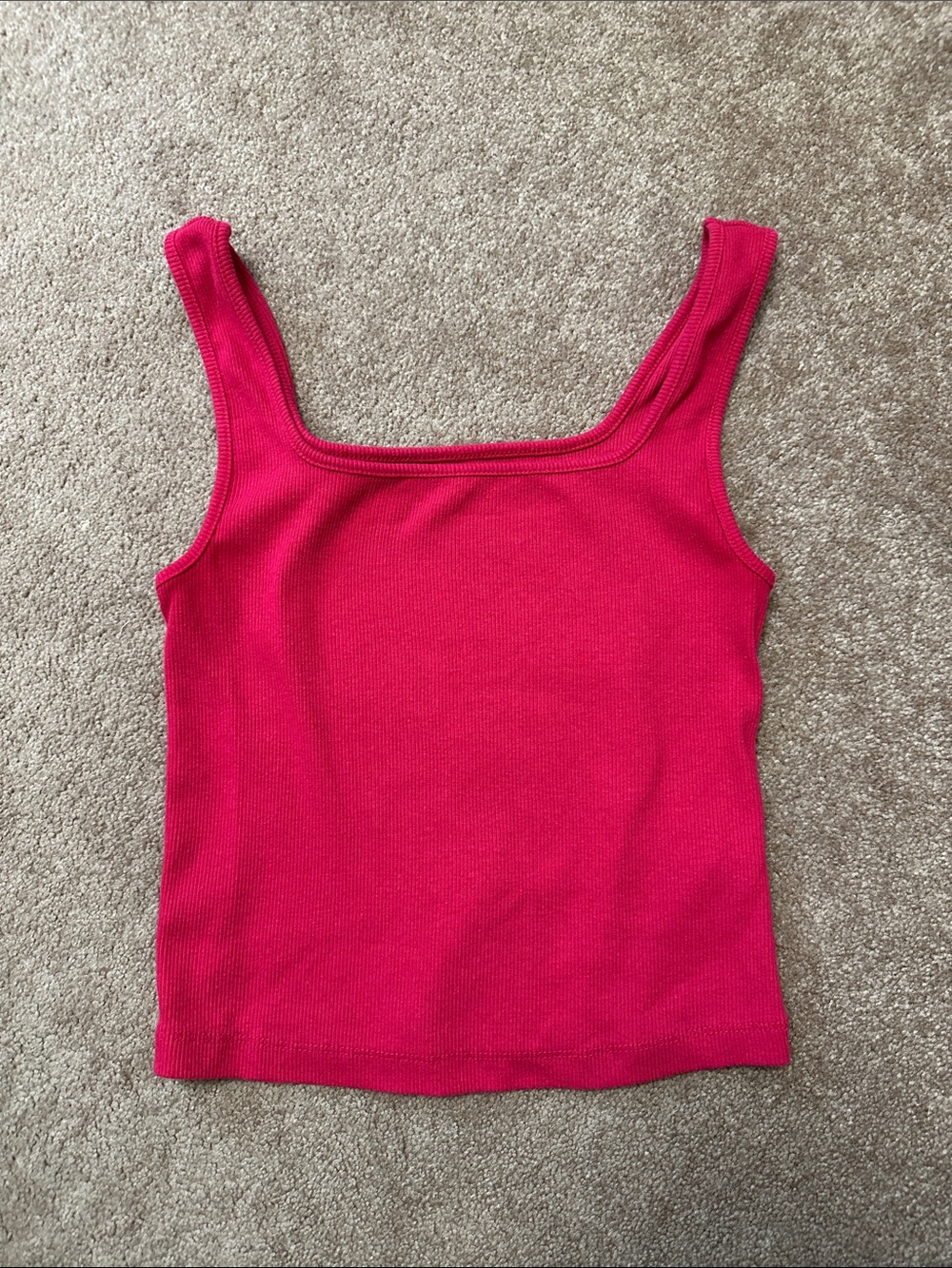 Old Navy Hot Pink Ribbed Square-Neck Tank